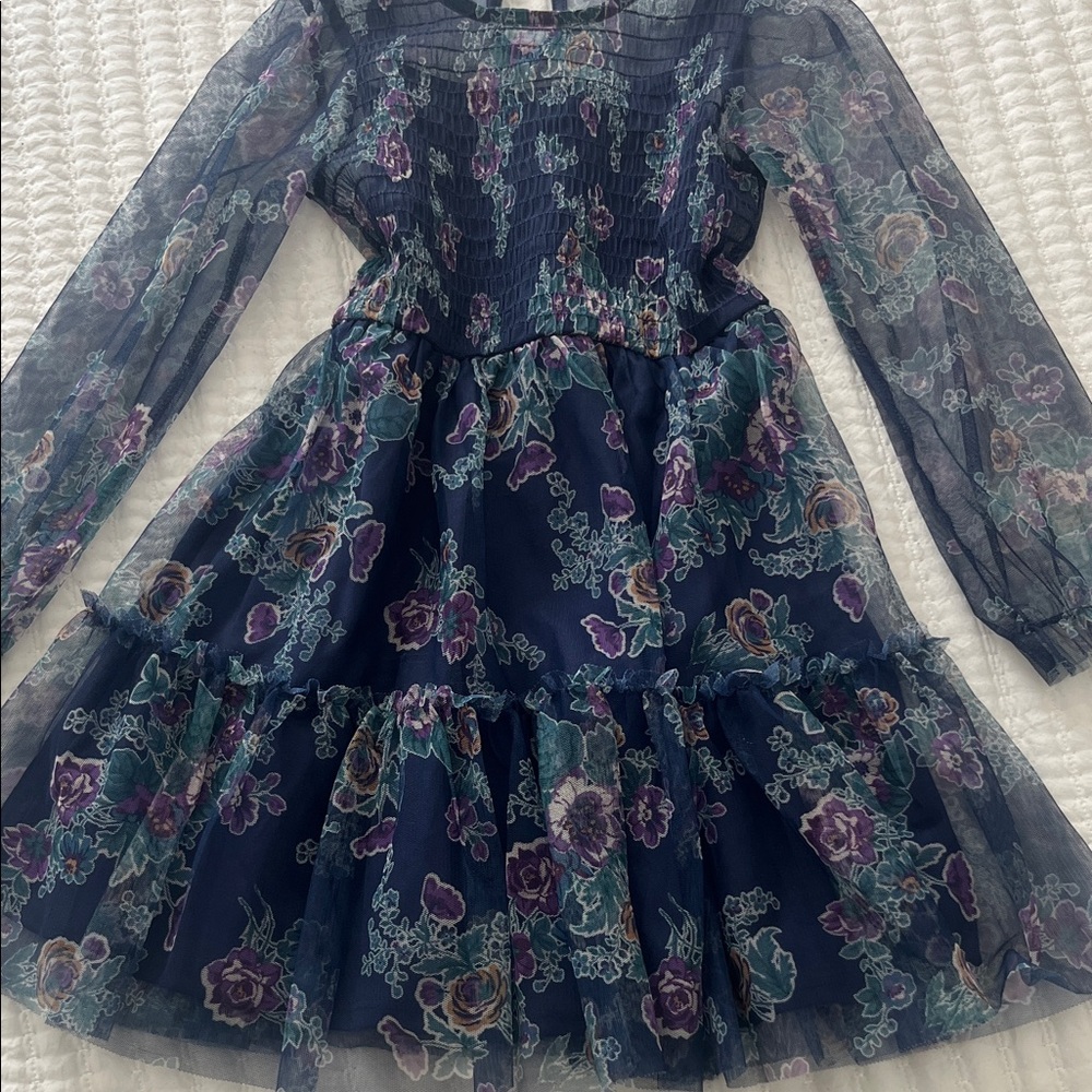 Floral Navy Kids Dress 💐💜